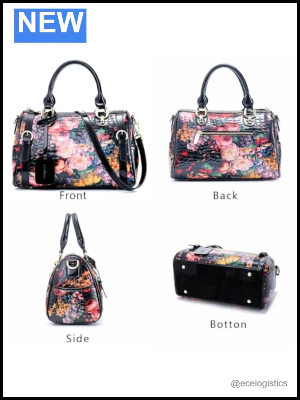 Genuine Leather Tote Bag with Detachable Crossbody Strap